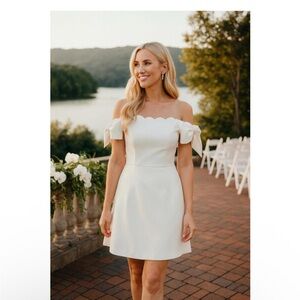 Adrianna Papell NWT Size 16 Off Shoulder Bow Sleeve Cocktail Dress Bridal